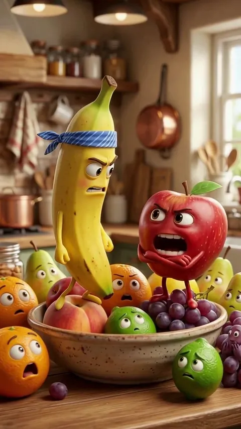 Objects and fruit as characters